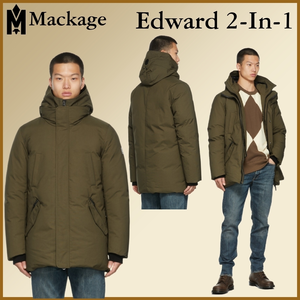 定番のお歳暮&冬ギフト MACKAGE カーキ コート ダウン 2-In-1 Edward ダウンジャケット 定番のお歳暮&冬ギフト MACKAGE カーキ コート ダウン 2-In-1 Edward ダウンジャケット