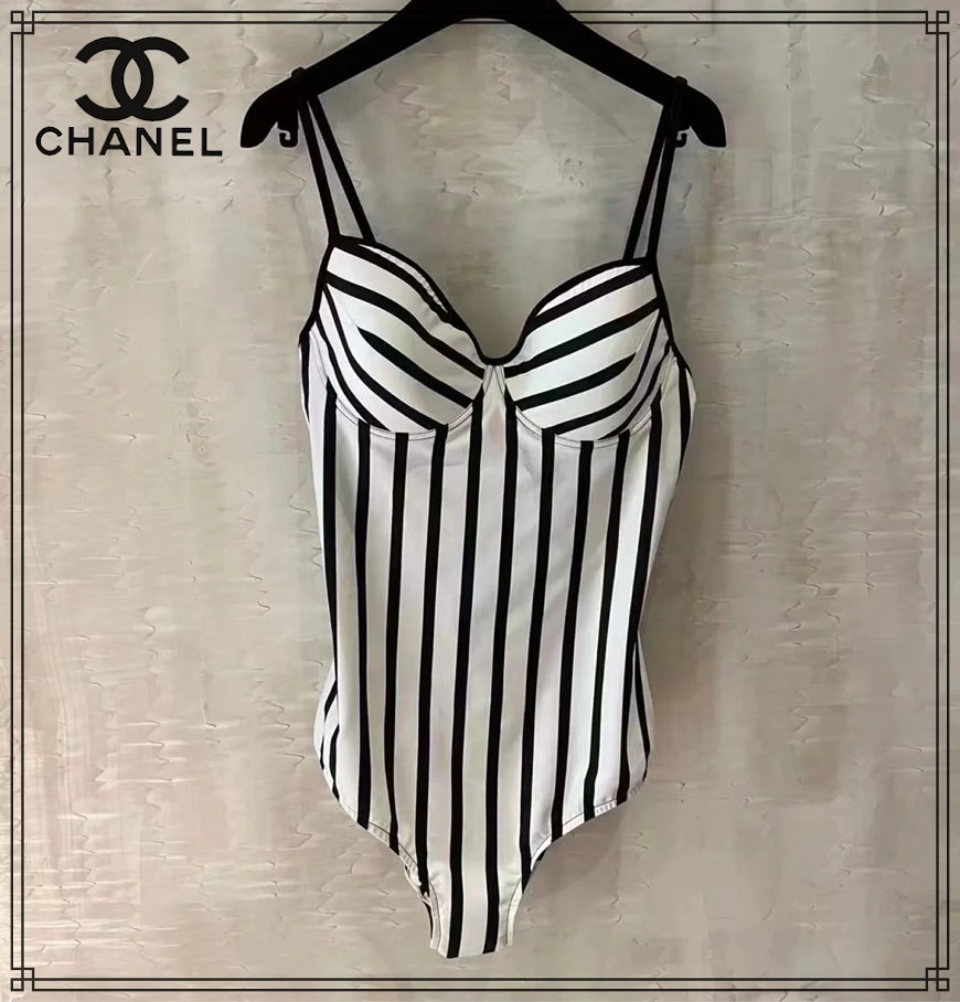 人気の贈り物が シャネル CHANEL ベルベット 04P 水着 黒白 水着 40