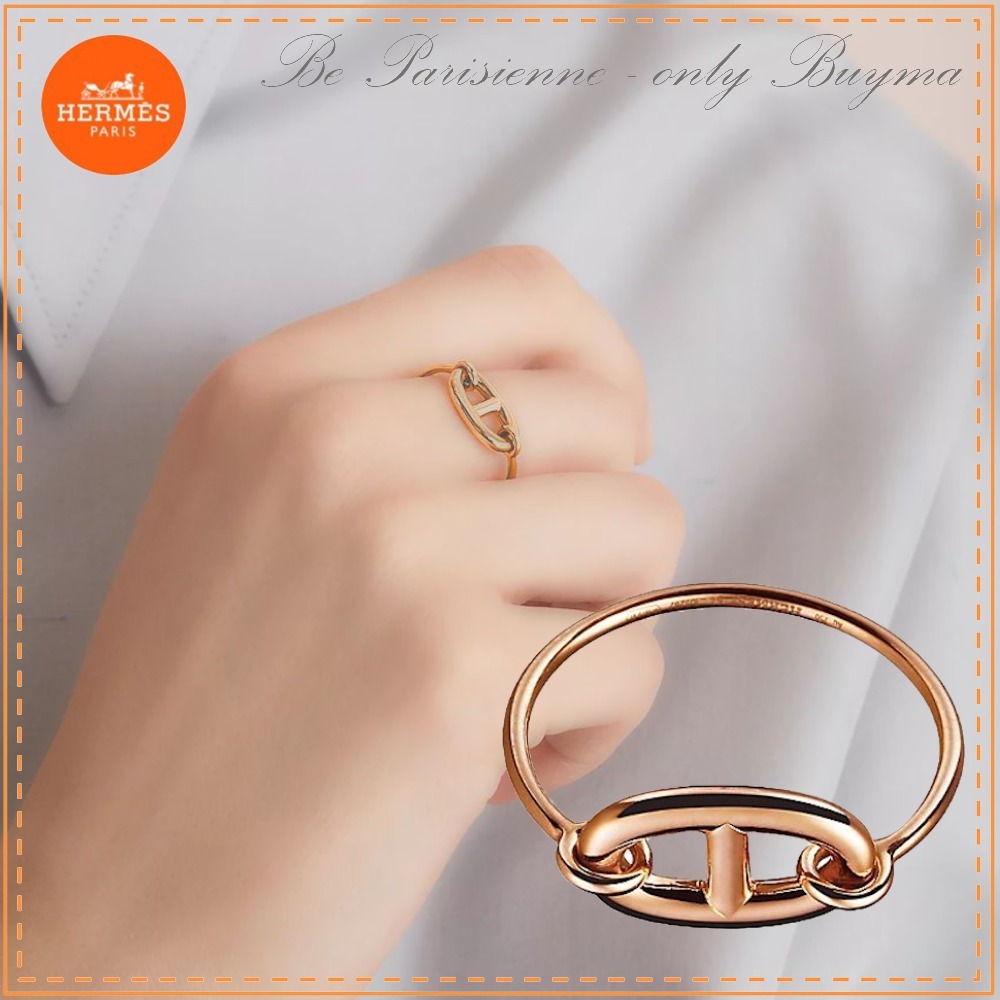 HERMES 上品なピンクゴールドリング Bague Ronde petit modele