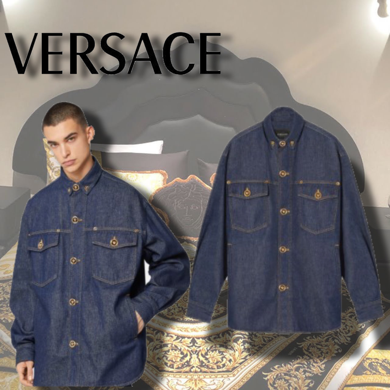 楽天 新作★オシャレ度UP★VERSACE メデューサ デニムジャケット シャツ 楽天 新作★オシャレ度UP★VERSACE メデューサ デニムジャケット シャツ