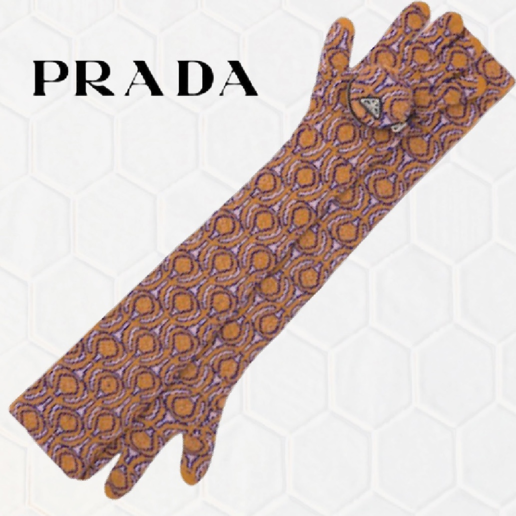PRADA スーパーファインウール ジャカード ロンググローブ 手袋 PRADA スーパーファインウール ジャカード ロンググローブ 手袋
