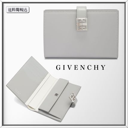 GIVENCHY Folding Wallets Plain Leather Logo Folding Wallets