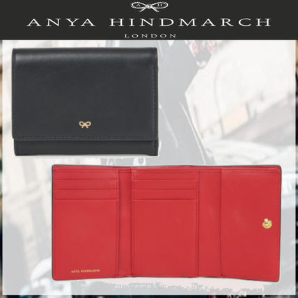 Anya Hindmarch Folding Wallets Lambskin Bi-color Leather Folding Wallet Logo