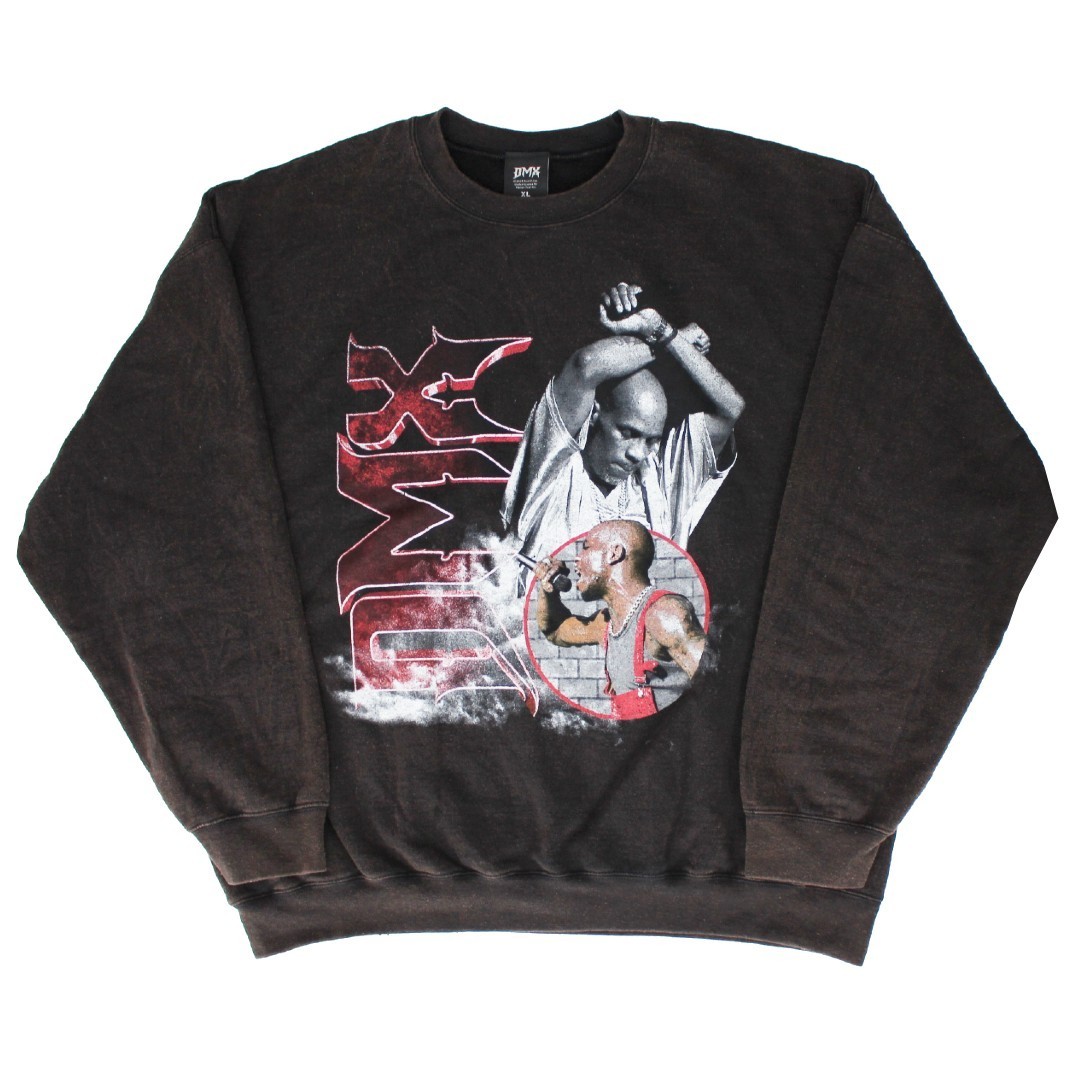 スウェット・トレーナー DMX X Arms Acid Wash Vintage Crew Neck Sweat - Black Wash