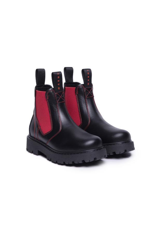 MARNI キッズブーツ 大人もOK MARNI キッズ ロゴ 革 ブーツ(3)