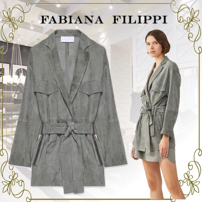 2021新商品 【★要注目★】fabiana filippi ☆ スエードサハラ ジャケット 2021新商品 【★要注目★】fabiana filippi ☆ スエードサハラ ジャケット