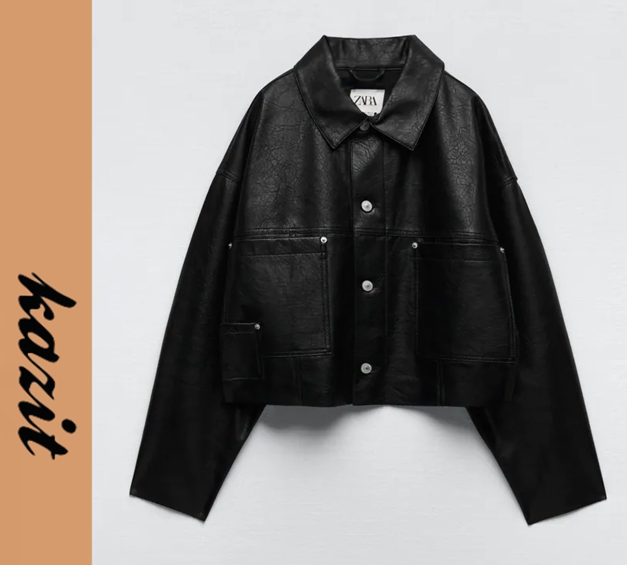 ☆ドイツ発*ZARA*新作*レザーシャツジャケット/BN★ ジャケット ☆ドイツ発*ZARA*新作*レザーシャツジャケット/BN★ ジャケット