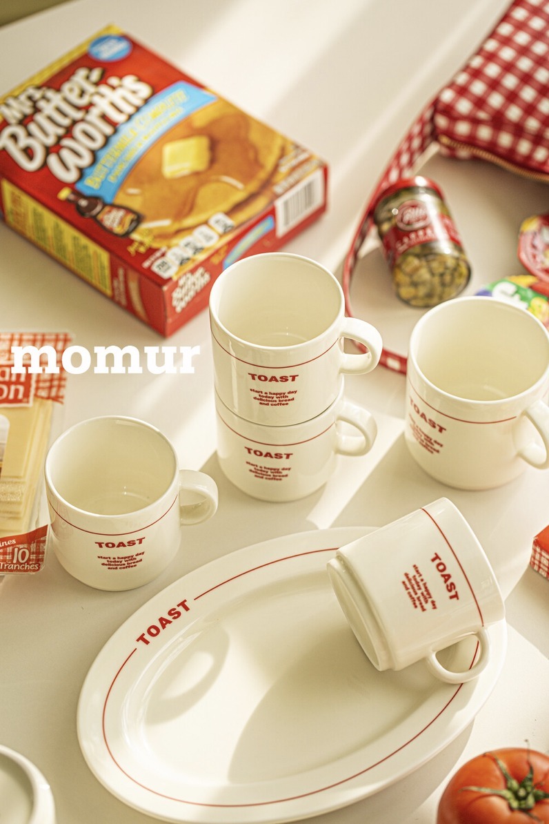 momur 食器(皿) 韓国シンプルおしゃれ【momur】toast plate red ivory(2)