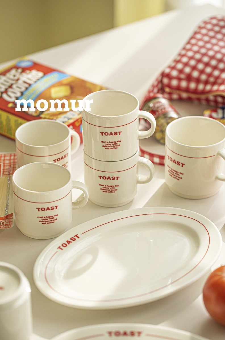 momur 食器(皿) 韓国シンプルおしゃれ【momur】toast plate red ivory(4)