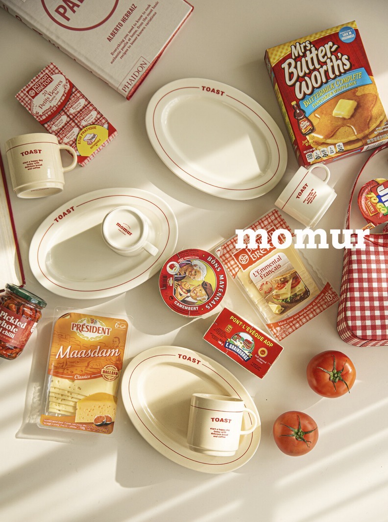 momur 食器(皿) 韓国シンプルおしゃれ【momur】toast plate red ivory(6)