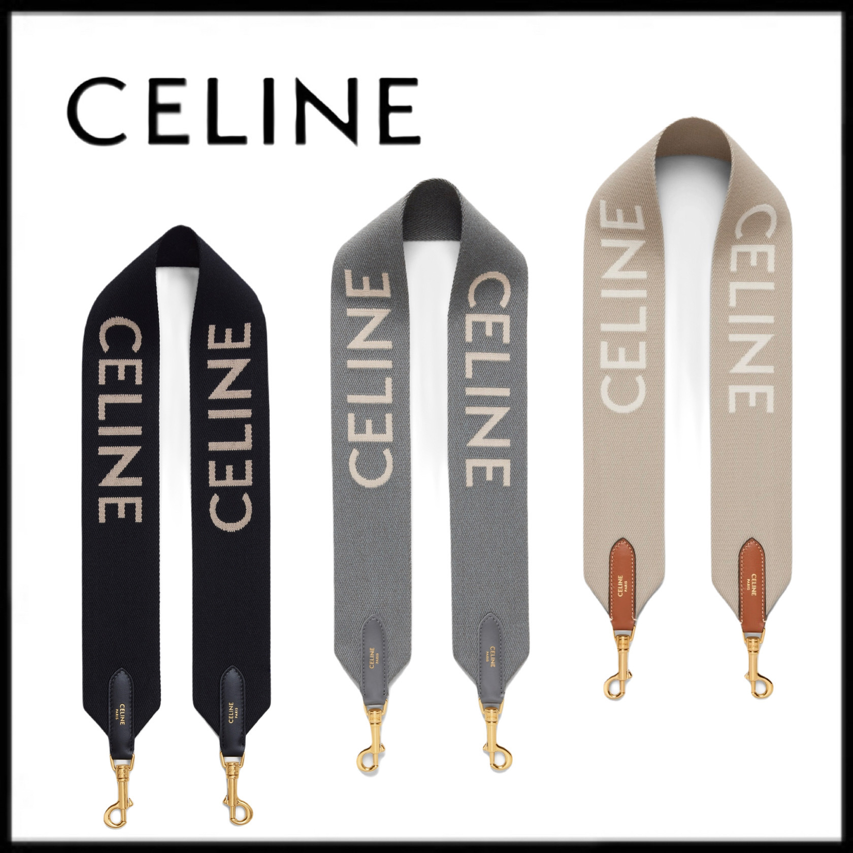 CELINE ショートウール ショルダーストラップ ジャカード付き www