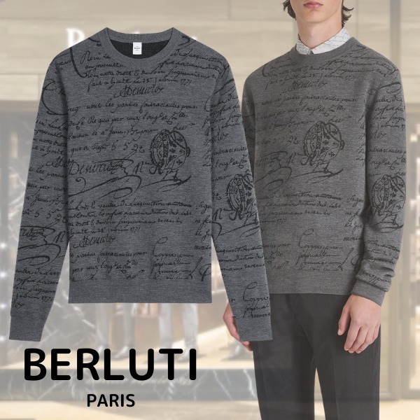 BERLUTI>ウール ジャカード スクリット セーター www.omniblonde.com