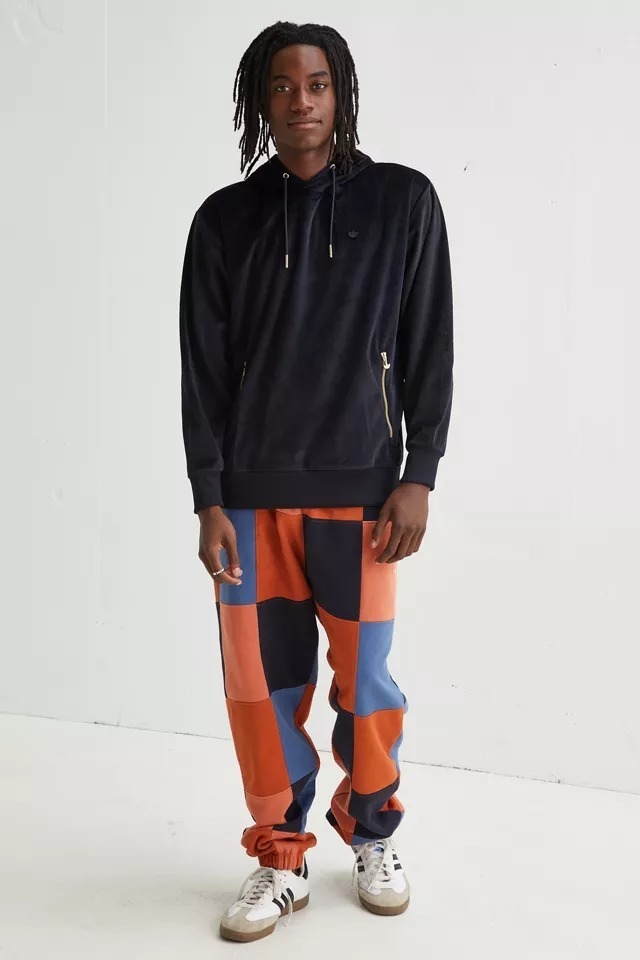 adidas ベロア生地 アディカラー フーディ パーカー US規格