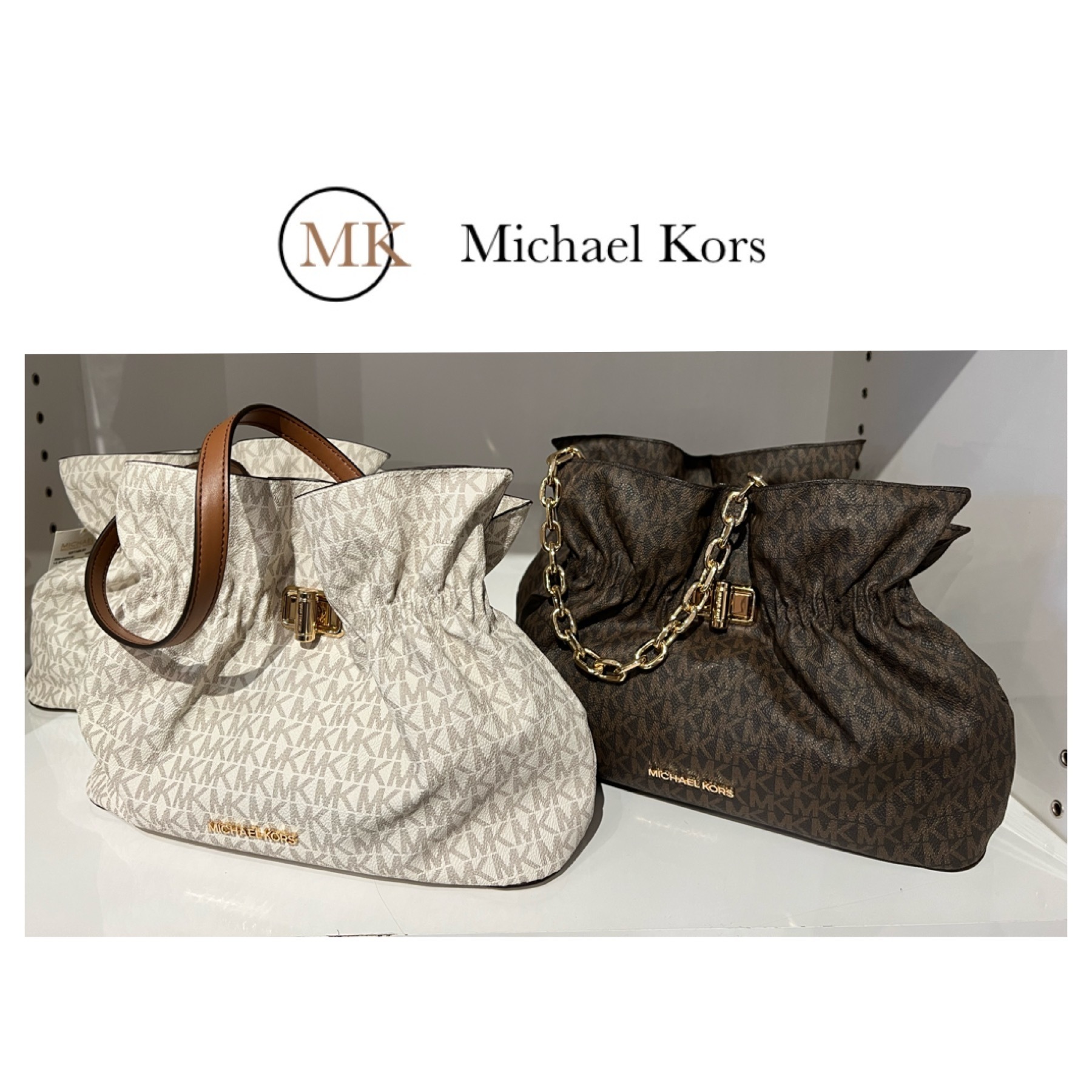 MK ロゴ 2way クシュクシュ 巾着 超軽量 ショルダー バッグ