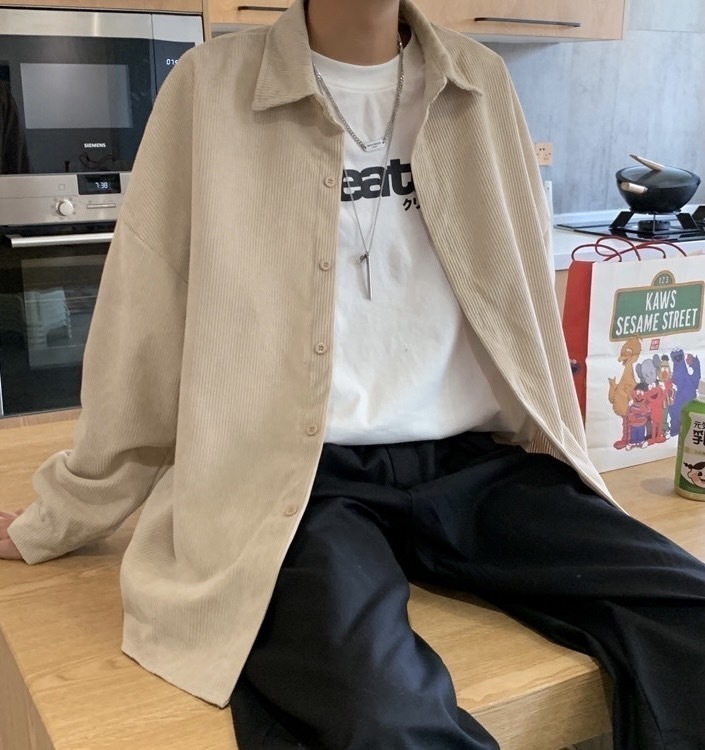 シャツ コーデュロイ シャツ ルーズカジュアル 長袖ユニセックス(10)