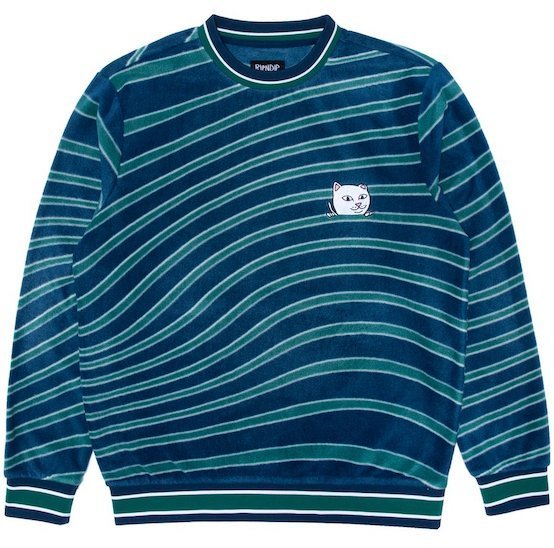 スウェット・トレーナー Ripndip Dizzy Nermal Polar Fleece Crewneck Navy/Teal S