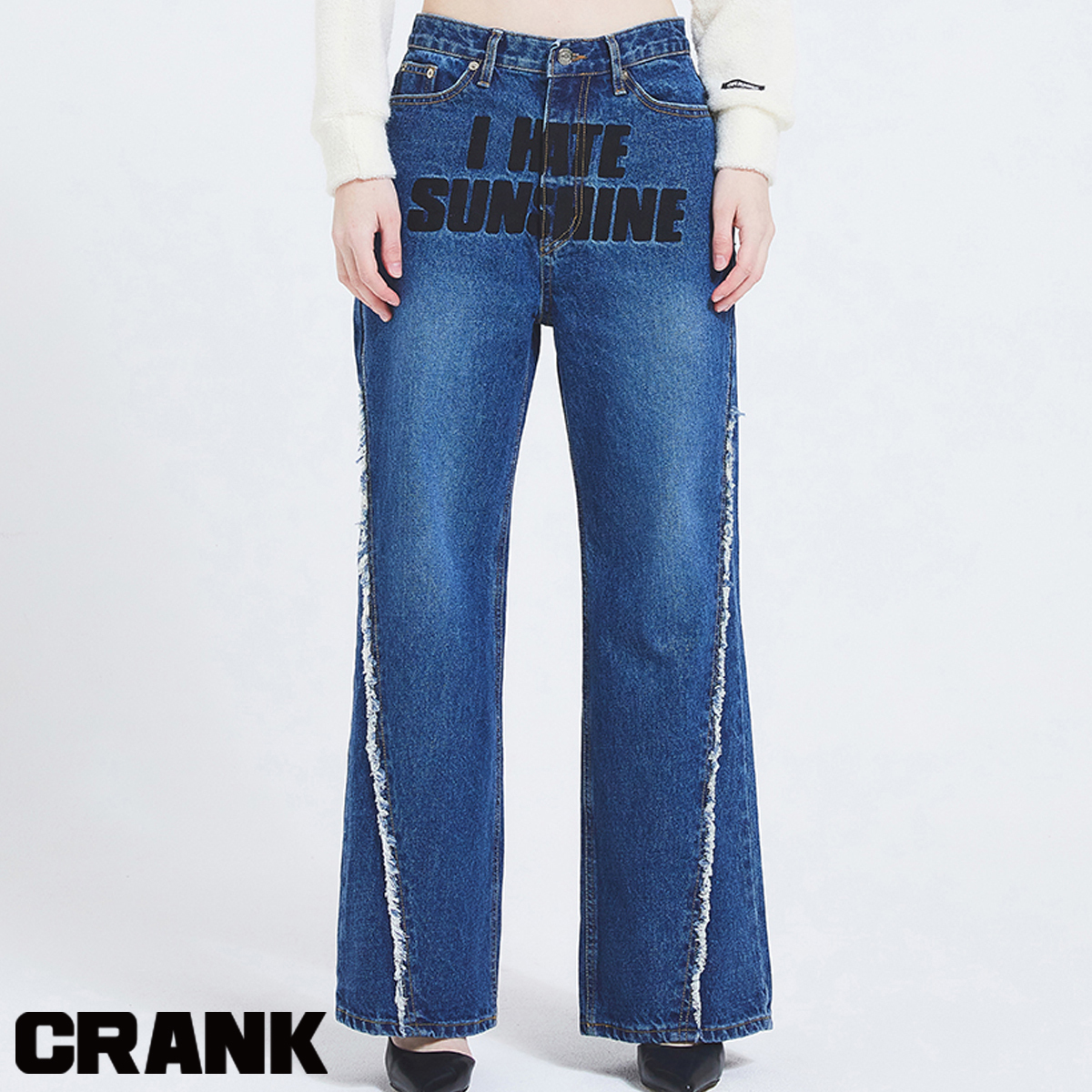 ★CRANK★LETTERING WIDE JEANS_BL★正規品/韓国直送料込/人気