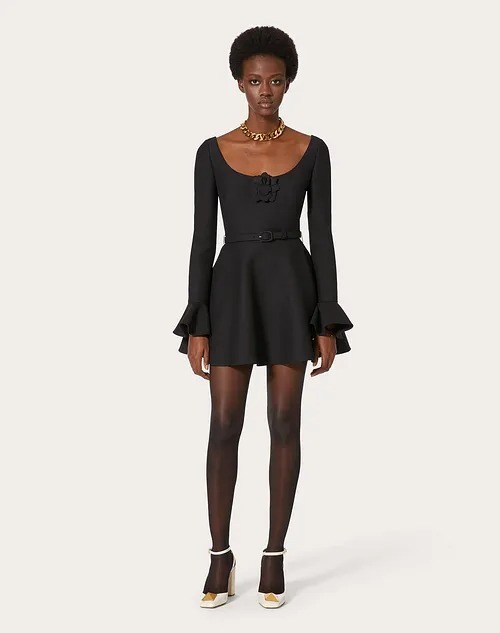 VALENTINO ワンピース <直営店>VELENTINO ローズペタル クレープクチュール ドレス(4)