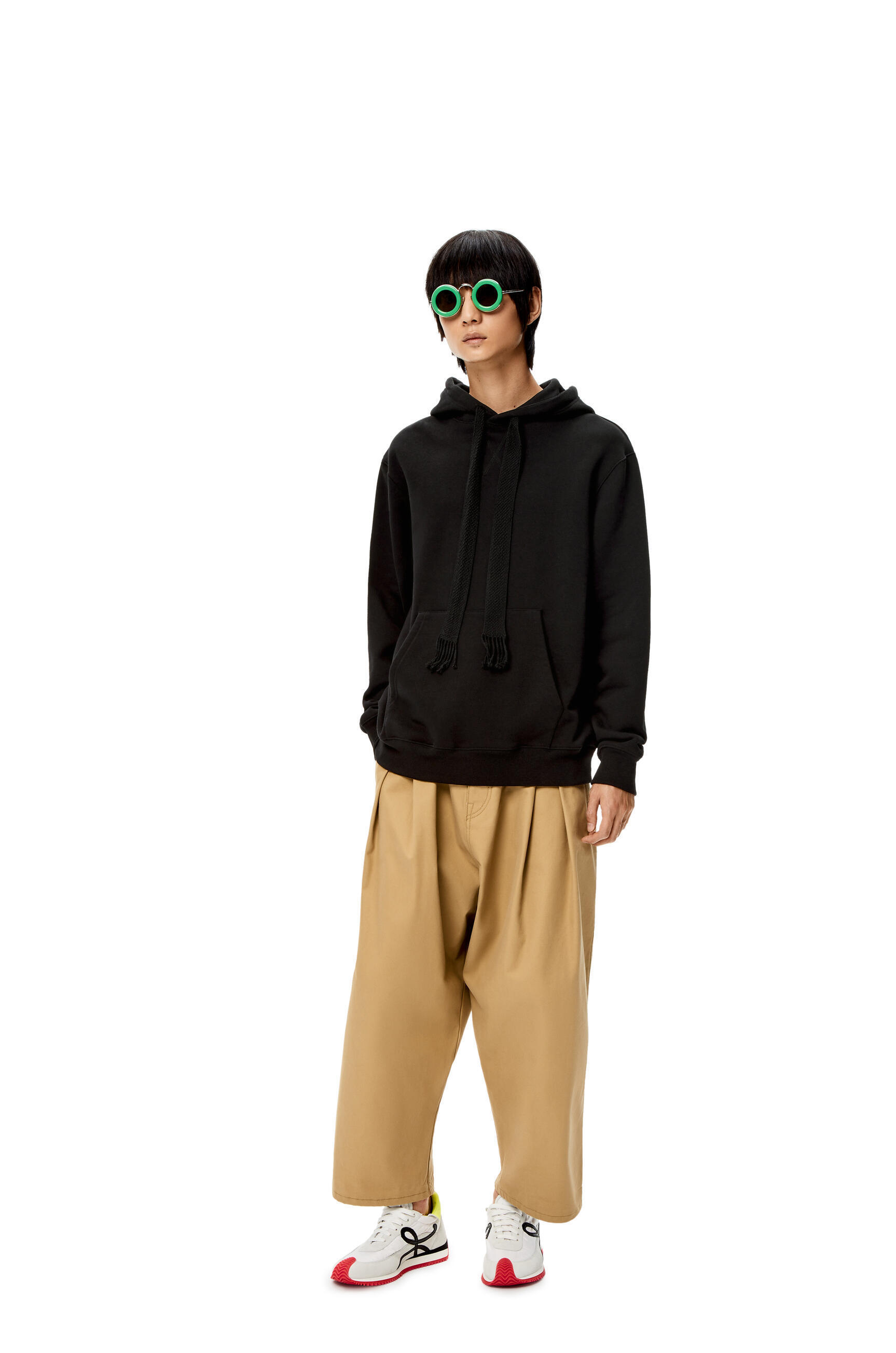 LOEWE パーカー・フーディ ロエベ ブラック バックネオンアナグラム フーディー コットン(3)