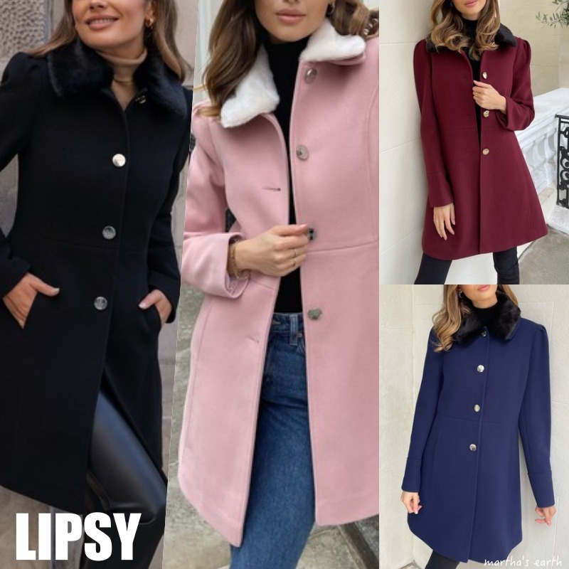 上品 LIPSY|◆関税送料込 人気 フェイクファーカラー Aラインコート コート 上品 LIPSY|◆関税送料込 人気 フェイクファーカラー Aラインコート コート