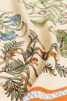 Shop LOEWE Anagram 2021-22FW Herbarium scarf in cotton, wool and Shop LOEWE Anagram 2021-22FW Herbarium scarf in cotton, wool and