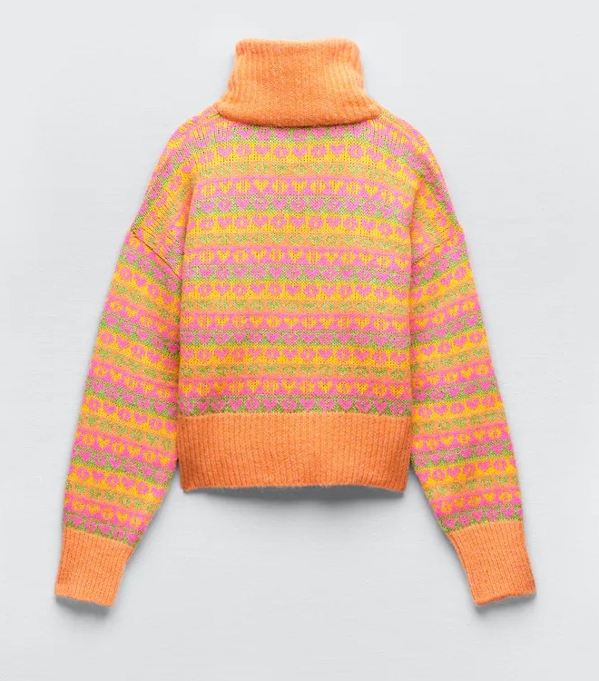 ZARA ニット・セーター ☆ドイツ発*ZARA*新作*ハーフZIPジャガードニット/RN☆(2)
