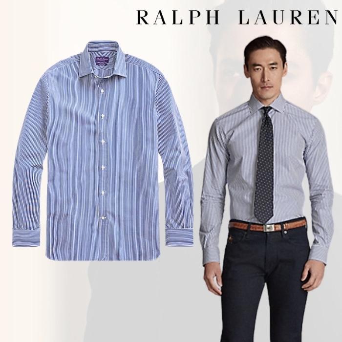 【21AW】Ralph Lauren シャツ コットン ストライプ柄 ブルー 人気No.1