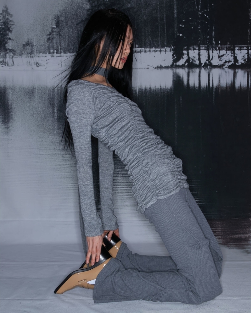 NACHE ニット・セーター 【NACHE】SHIRRING LONG SLEEVE KNIT(4)