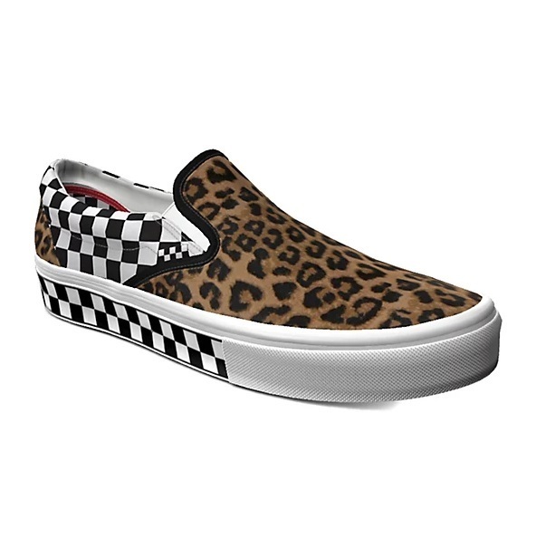 関税込☆VANS CUSTOMS LEOPARD CHECKERBOARD SKATE SLIP-ON