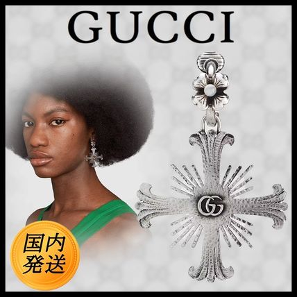 GUCCI Earrings Single earring with flower and cross