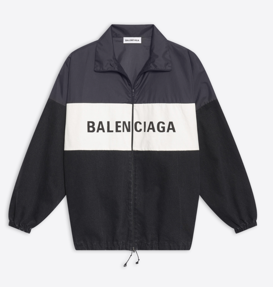 BALENCIAGA ジッパー式 ナイロン ロゴ デニム ジャケット