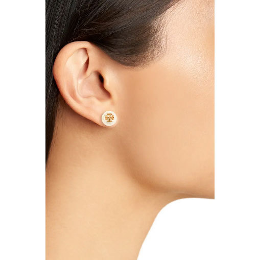 【Tory Burch 】スワロフスキーパール スタッドピアス 人気*【Tory Burch】Swarovski Crystal Pearl Logo Stud ピアス