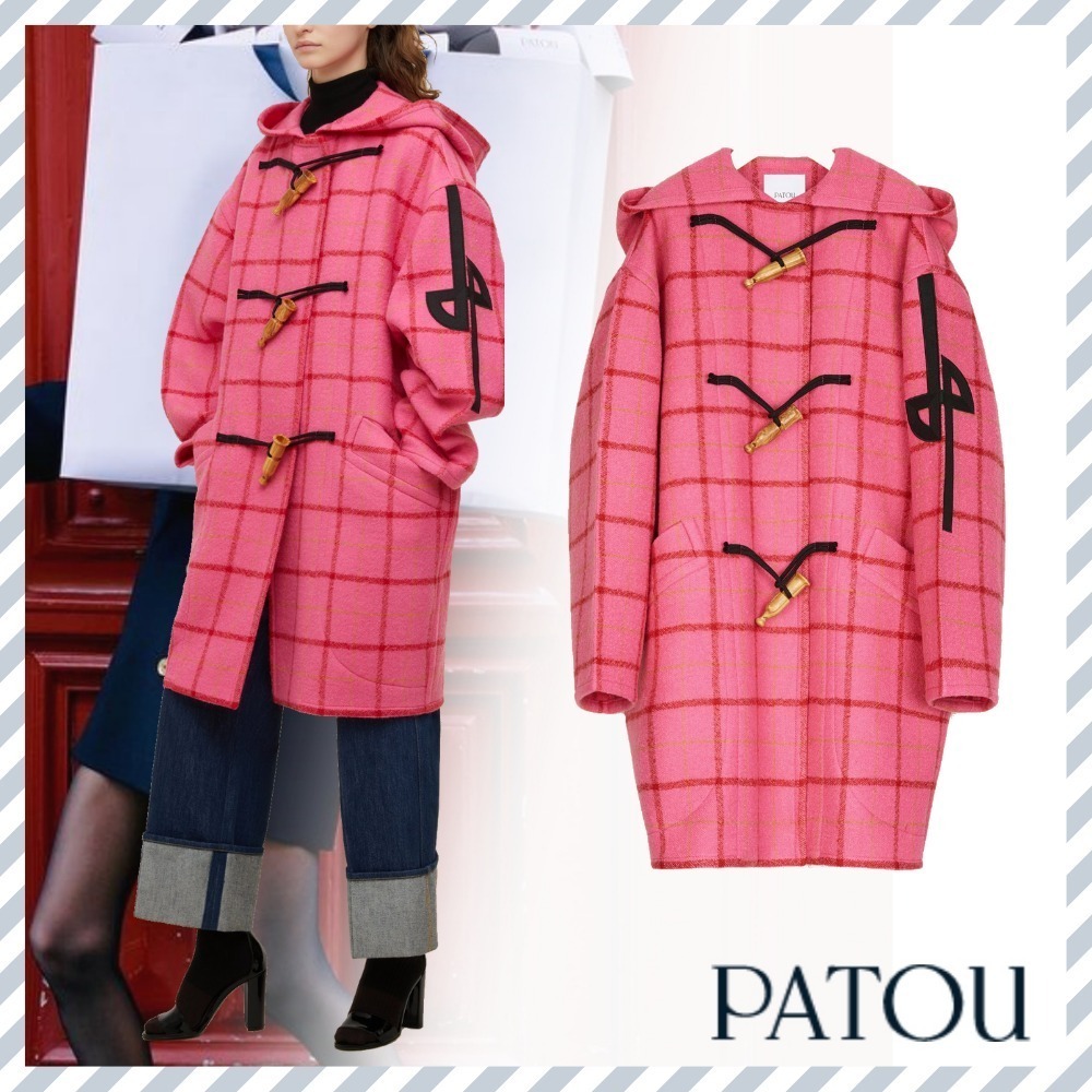 男性に人気! 【PATOU(パトゥ)】チェック ダッフルコート ウール コート 男性に人気! 【PATOU(パトゥ)】チェック ダッフルコート ウール コート
