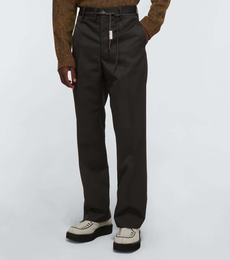 MARNI スラックス 【MARNI】大人!シングルプレスプリーツ ベルト ウール パンツ(4)