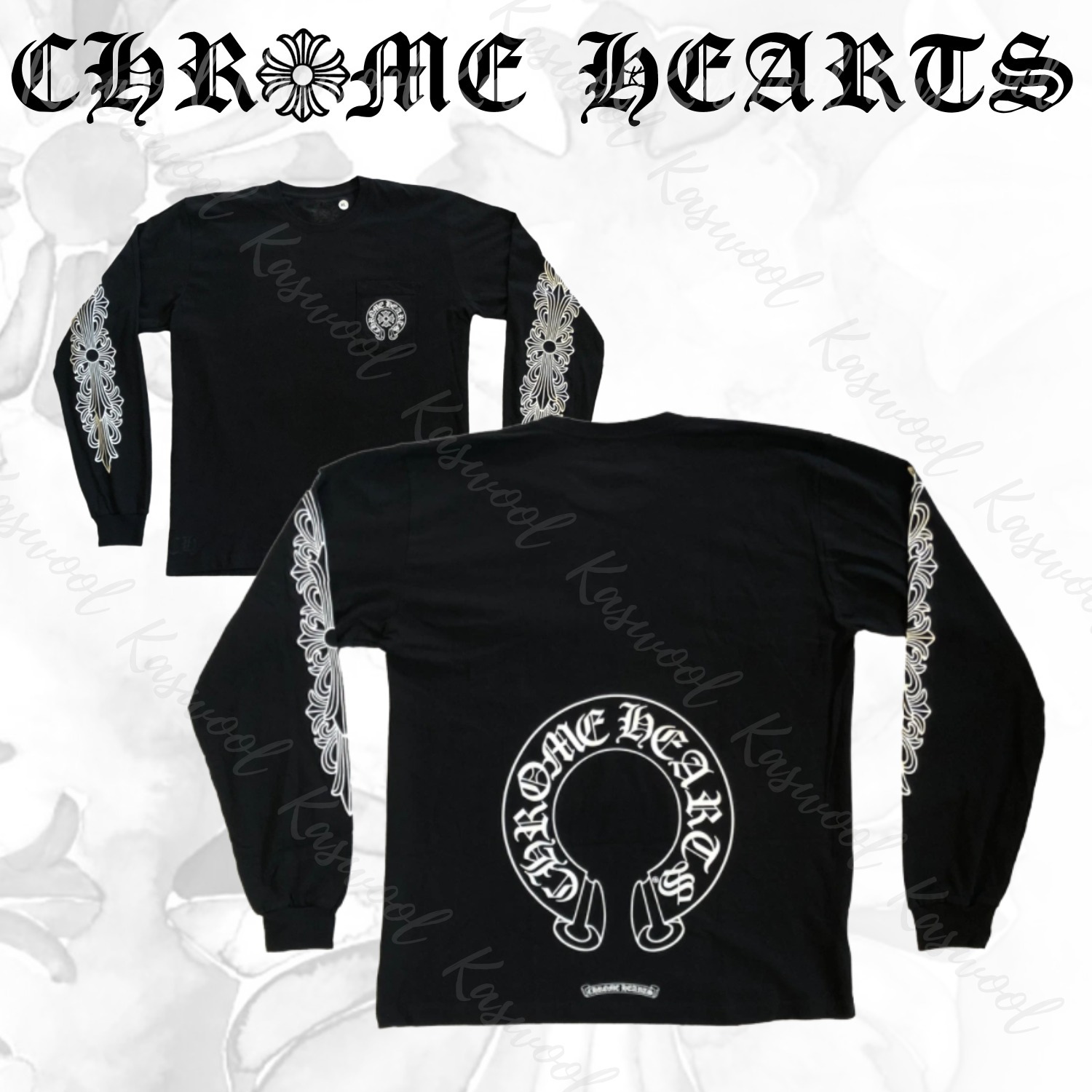 Chrome Hearts ホースシュー ロゴ 長袖 Tシャツ ブラック