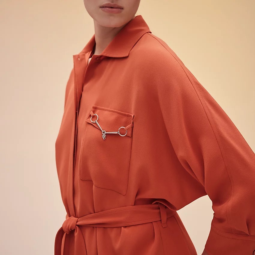 HERMES ワンピース HERMES パリ購入 Mors a Jouetディティールシャツワンピース(9)
