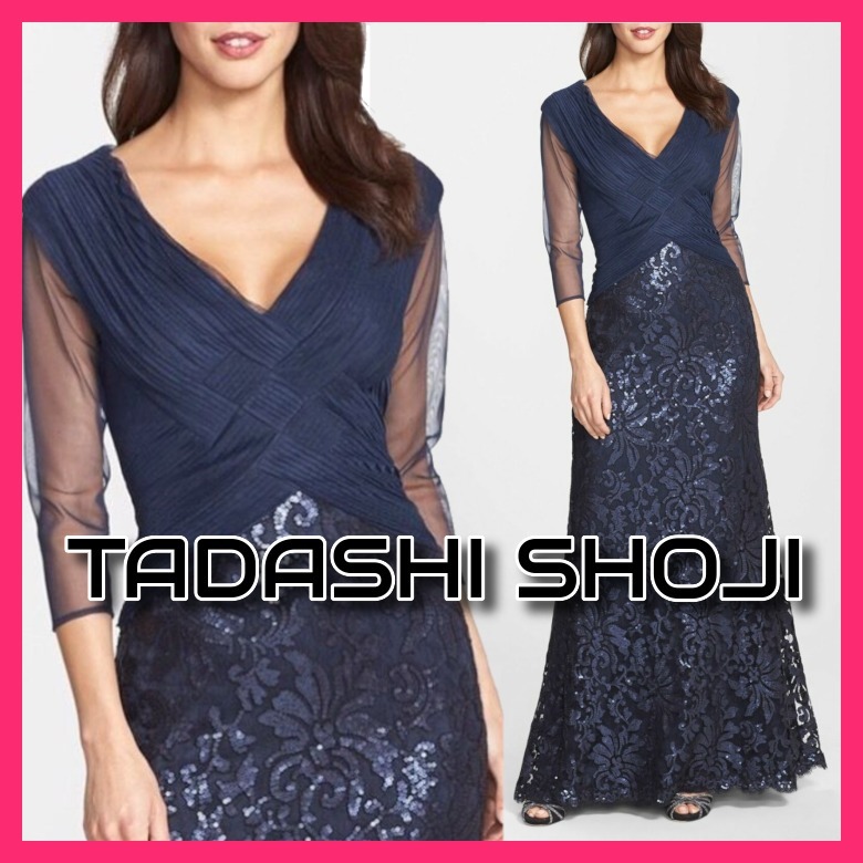 SALE!【TADASHI SHOJI】輝くスパンコールスカート☆ロングドレス パーティードレス SALE!【TADASHI SHOJI】輝くスパンコールスカート☆ロングドレス パーティードレス