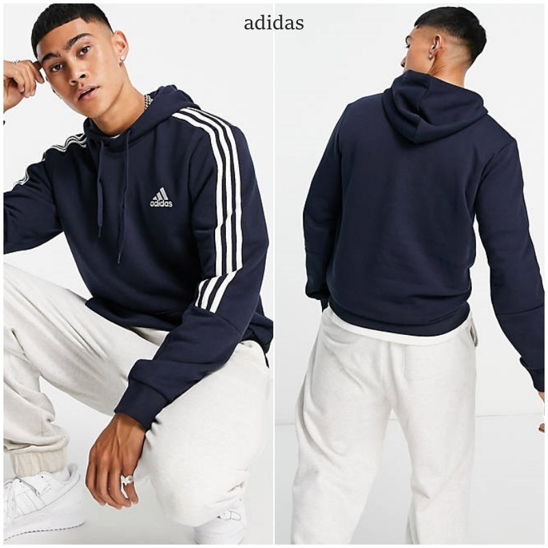 adidas*Training スリーストライプ パーカーNavy♪関税.送料込 【良好品】