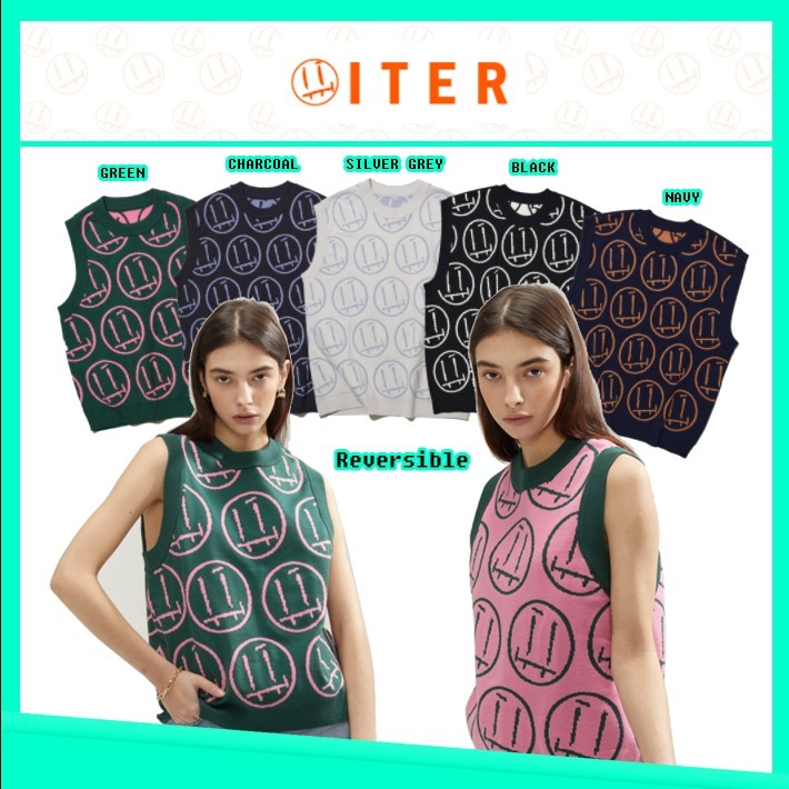 ITER♥ REVERSIBLE FRIENDS JAQUARD VEST/追跡付 ベスト・ジレ ITER♥ REVERSIBLE FRIENDS JAQUARD VEST/追跡付 ベスト・ジレ