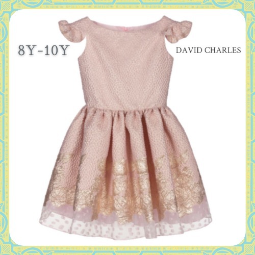 DAVID CHARLES ★ Pink & Gold ブロケードドレス ★ 8-10Y