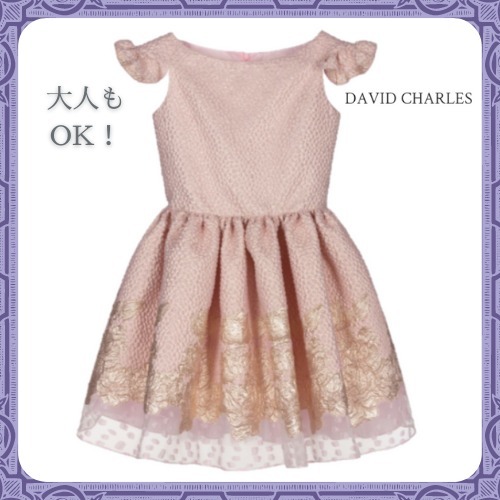 大人OK! DAVID CHARLES ★Pink & Gold ブロケードドレス★12-16Y