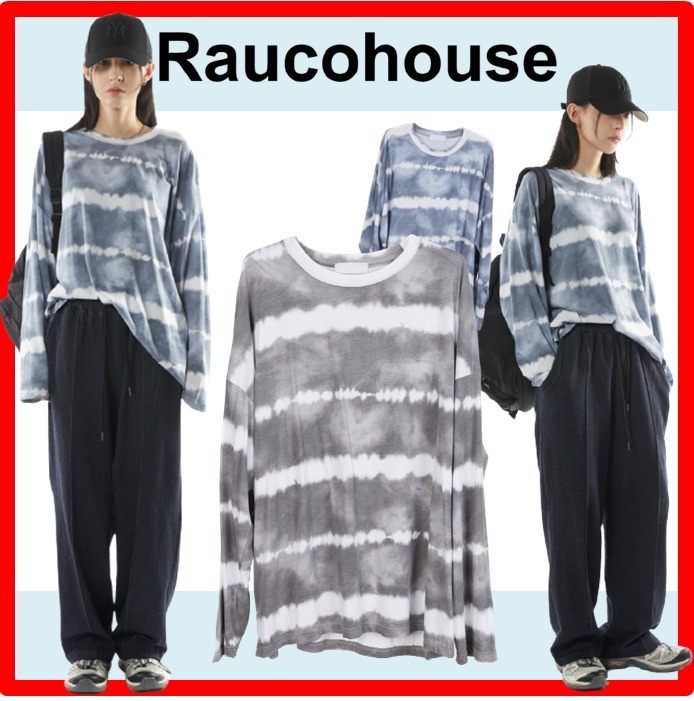 定番人気! ★人気★【RAUCOHOUSE】★Water stripe dyeing long sleev.e★ Tシャツ・カットソー 定番人気! ★人気★【RAUCOHOUSE】★Water stripe dyeing long sleev.e★ Tシャツ・カットソー