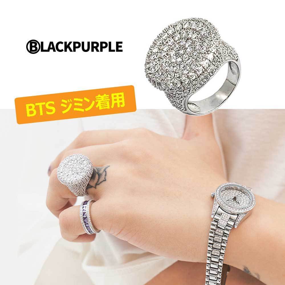 BTS ジミン着用 ☆BLACKPURPLE☆ HEAVY CRYSTALDE RING 男女兼用