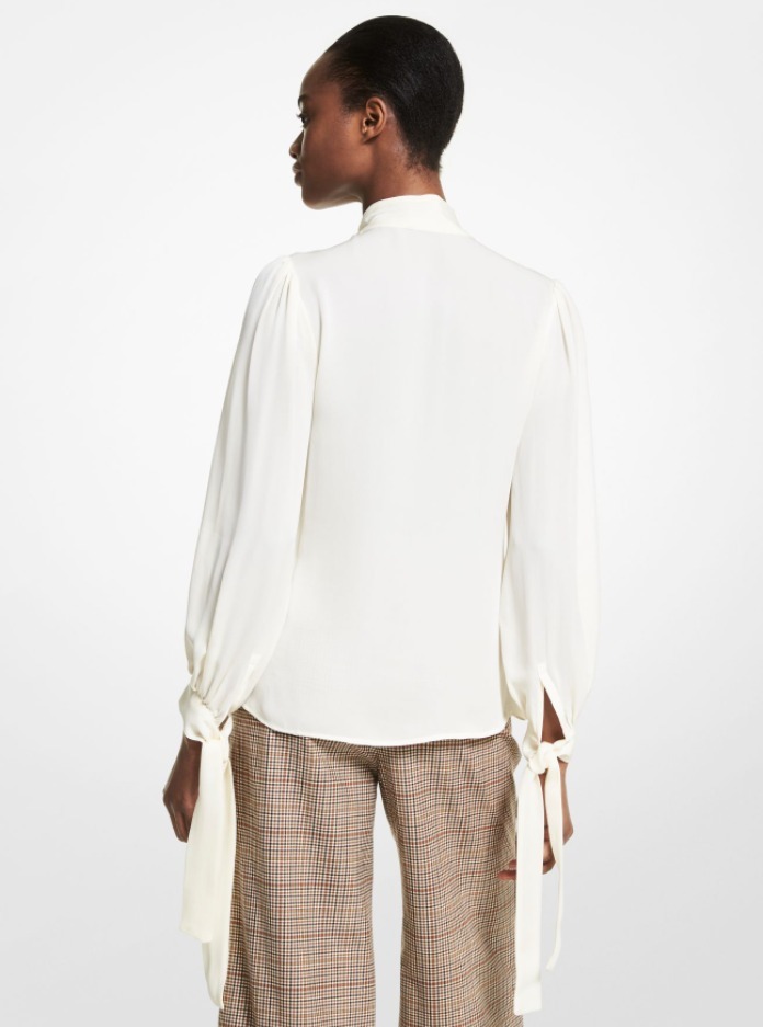 Michael Kors ブラウス・シャツ ギフトOK ★ MICHAEL KORS Silk Georgette Tie-Sleeve Blouse(3)
