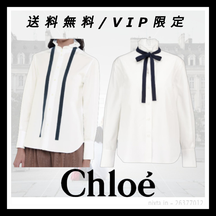 【超特価sale開催】 送料無料【Chloe】ラバリエタイ付き ハイネックブラウス ブラウス・シャツ 【超特価sale開催】 送料無料【Chloe】ラバリエタイ付き ハイネックブラウス ブラウス・シャツ