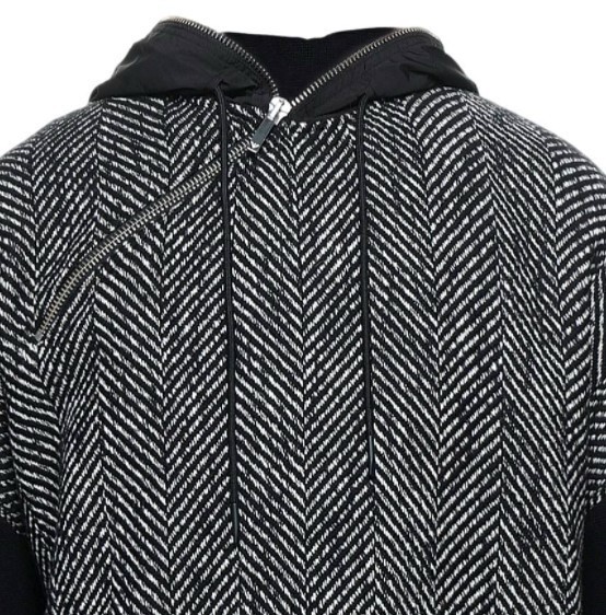 EMPORIO ARMANI ヘリンボーン ジップネック ウール混 パーカー EMPORIO ARMANI ヘリンボーン ジップネック ウール混 パーカー