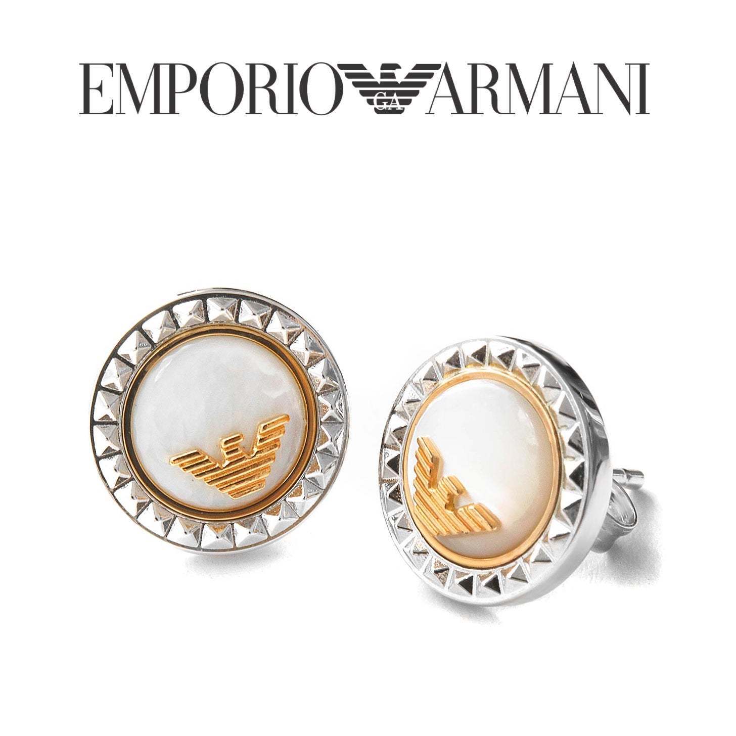 ★ EMPORIO ARMANI ★ パールホワイト イーグルマーク ピアス