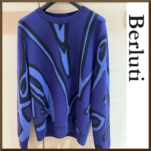 【BERLUTI】ピケジャカート スクリット セーター ウール リブ ニット・セーター 【BERLUTI】ピケジャカート スクリット セーター ウール リブ ニット・セーター