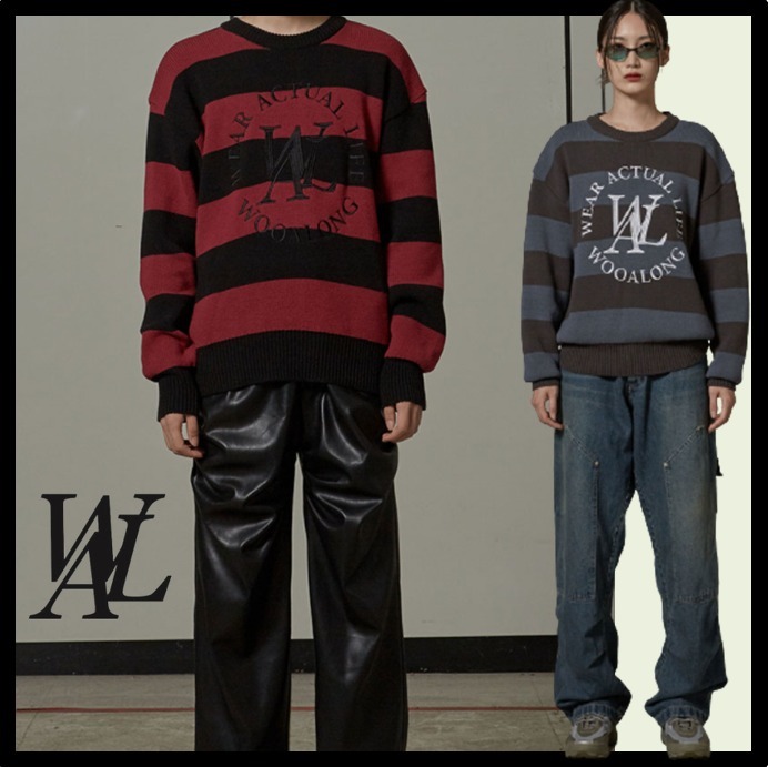 大人気新作 ☆関税込☆WOOALONG★Flor logo striped knitwea.r★ニット★ ニット・セーター 大人気新作 ☆関税込☆WOOALONG★Flor logo striped knitwea.r★ニット★ ニット・セーター