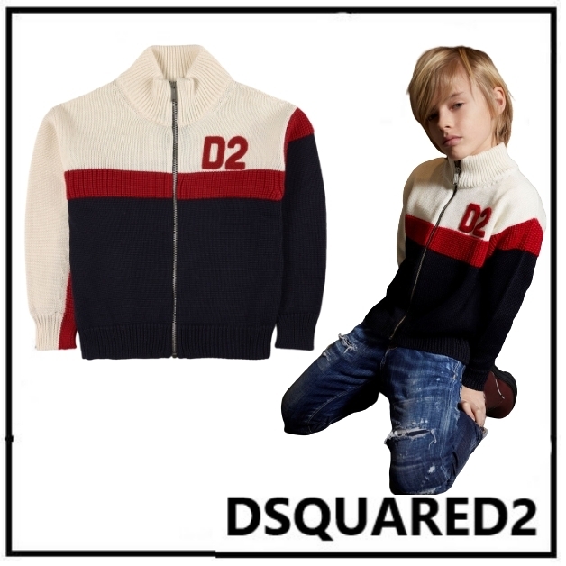 新版 DSQUARED2★カラーブロックカーディガン★大人もOK・送料関税込 キッズ用トップス 新版 DSQUARED2★カラーブロックカーディガン★大人もOK・送料関税込 キッズ用トップス